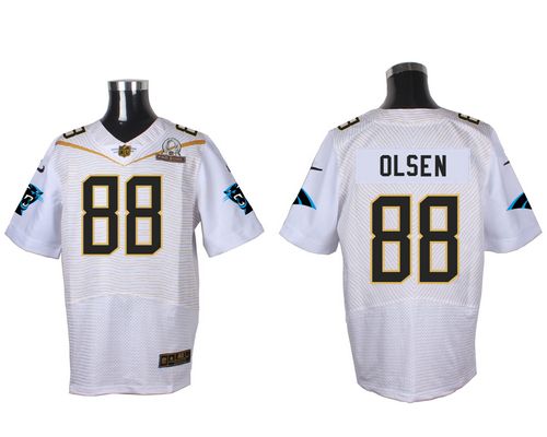 Nike Panthers #88 Greg Olsen White 2016 Pro Bowl Men's Stitched NFL Elite Jersey